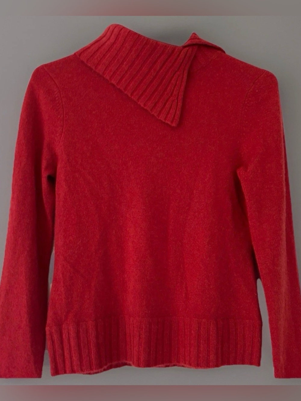 Willi Smith Assymetric Cow-neck 100% Cashmere Knit Sweater Fall Dark Orange Lrg